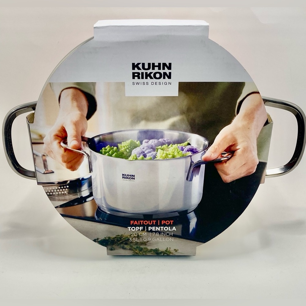 ✅ Kuhn Rikon 3.5 L Stainless Swiss Steel Induction 20 cm. Pot With Glass Lid